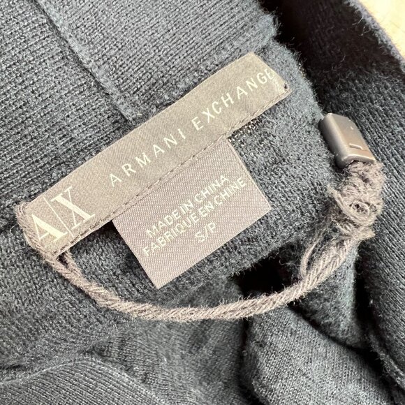 Armani Exchange Black Textured Knit V-Neck Dress Short Sleeve V-Neck Size Small - Picture 10 of 11